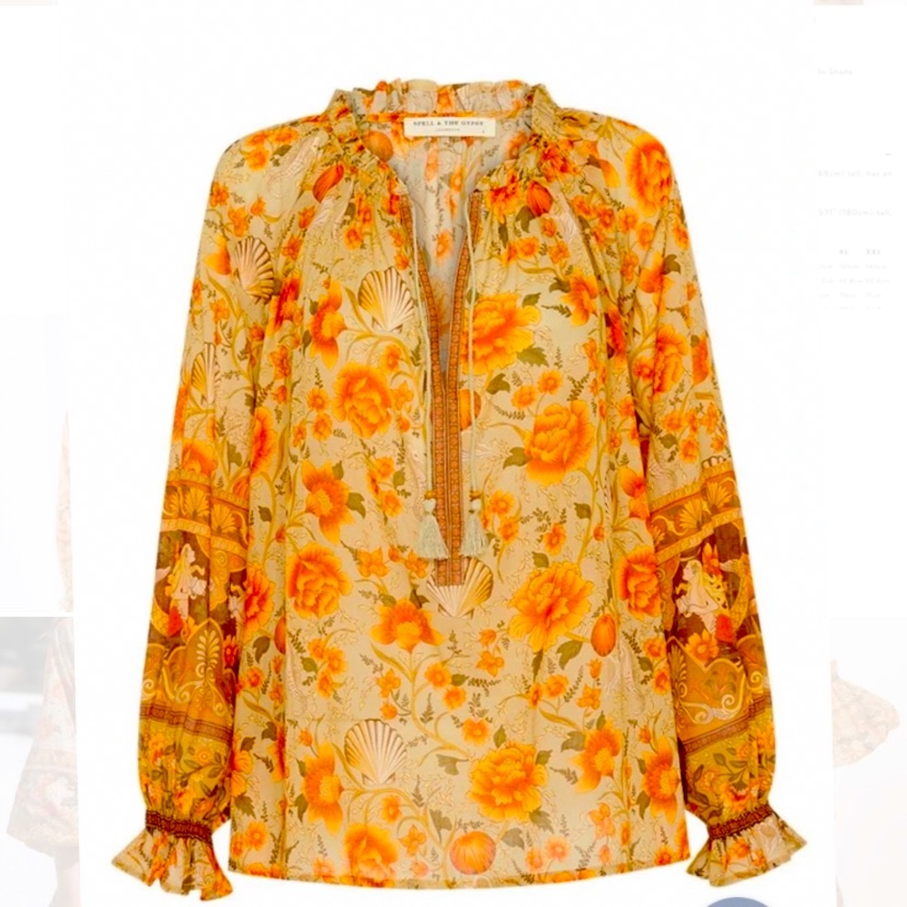 SPELL & THE GYPSY COLLECTIVE SEASHELL BLOUSE SIZE SMALL